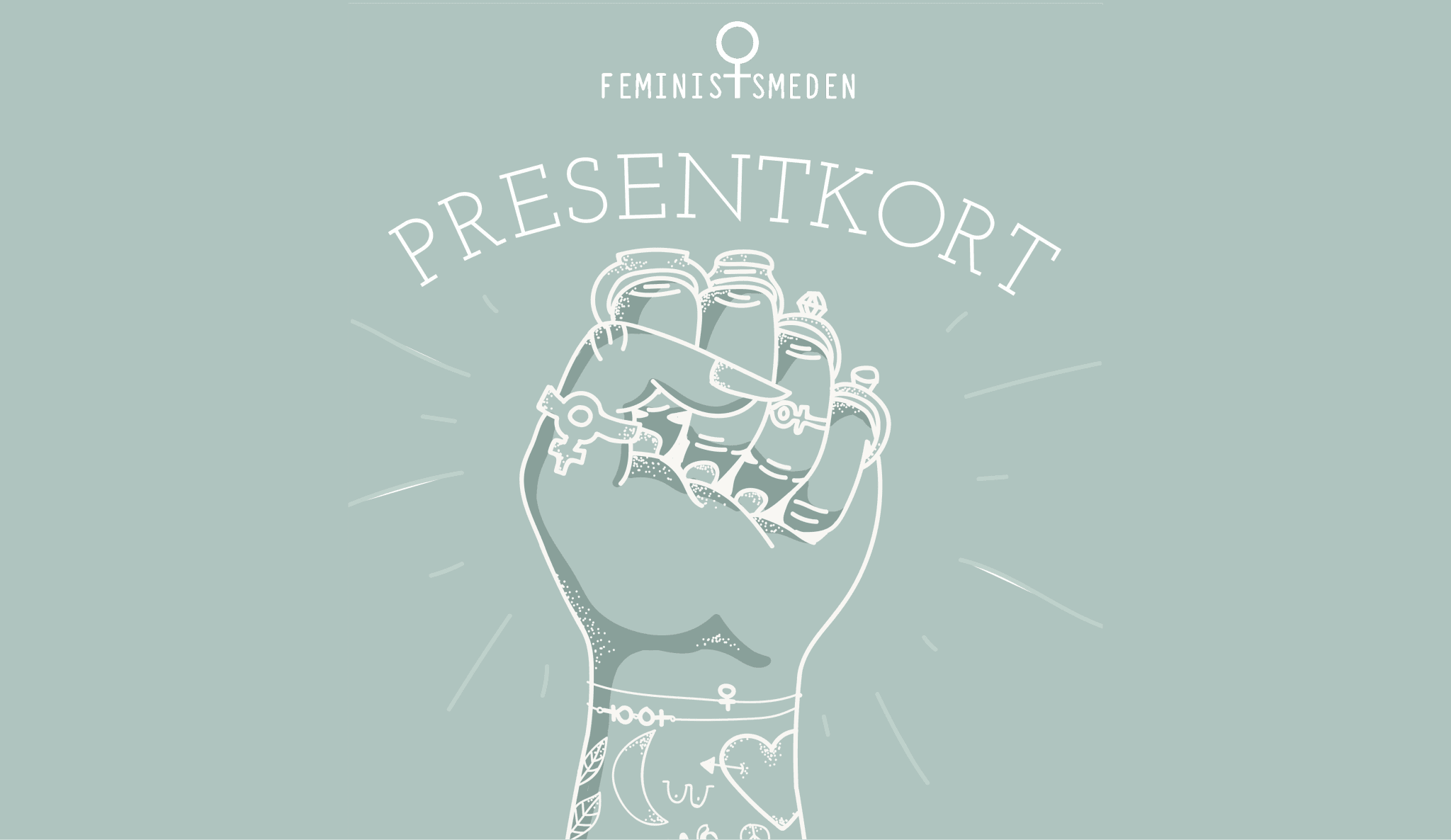 Presentkort från Feministsmeden – möjligheten att välja ett handgjort smycke med mening.