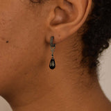 Obsidian Hoop Earrings Black Oxidized